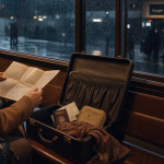 Voyager seule femme 50 ans en gare, valise et passeport