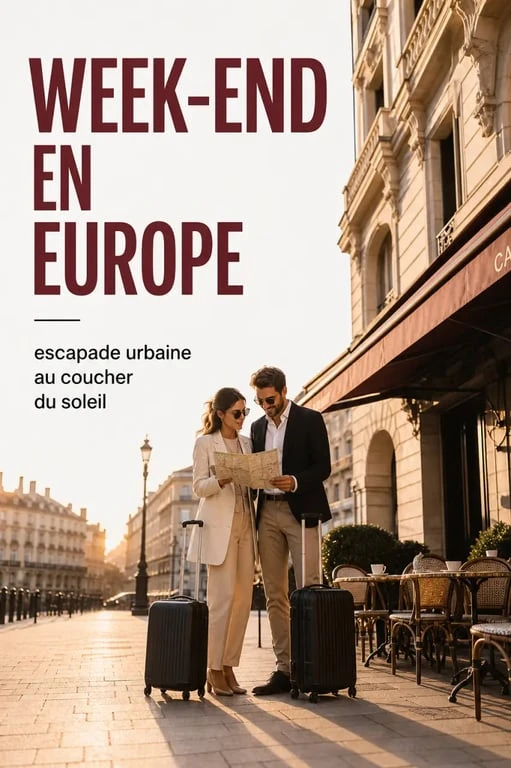 Weekend en Europe : ambiance de city break dans une ville européenne au coucher du soleil