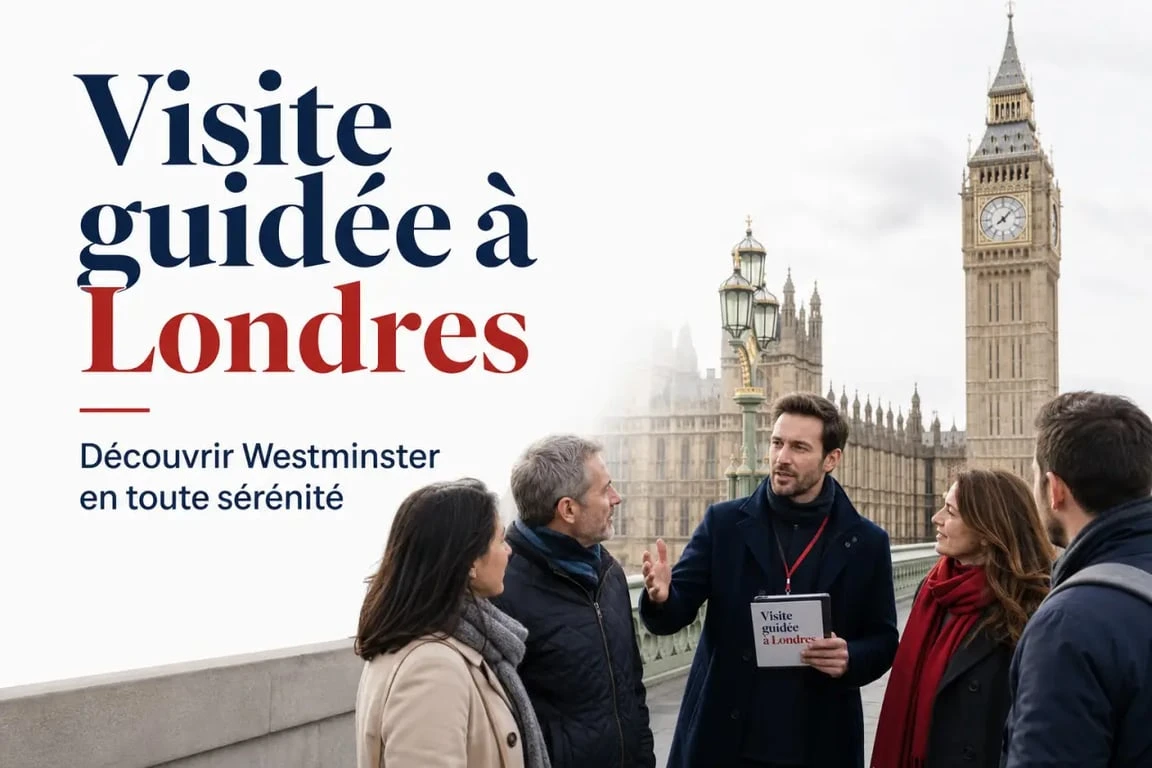 Londres visite guidée devant Big Ben et Westminster avec un guide et un petit groupe de voyageurs