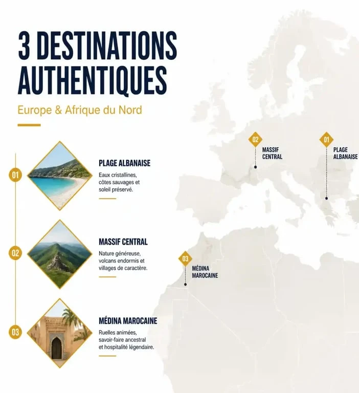 Carte illustrant des destinations de vacances pas chères en août pour partir en aout pas cher