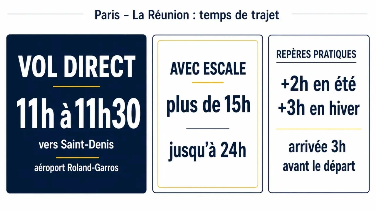 Combien d heure de vol pour la reunion : graphique comparatif des vols directs et avec escale depuis Paris