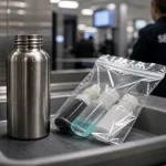 Gourde bagage cabine vide au contrôle, 100 ml liquides, sac transparent
