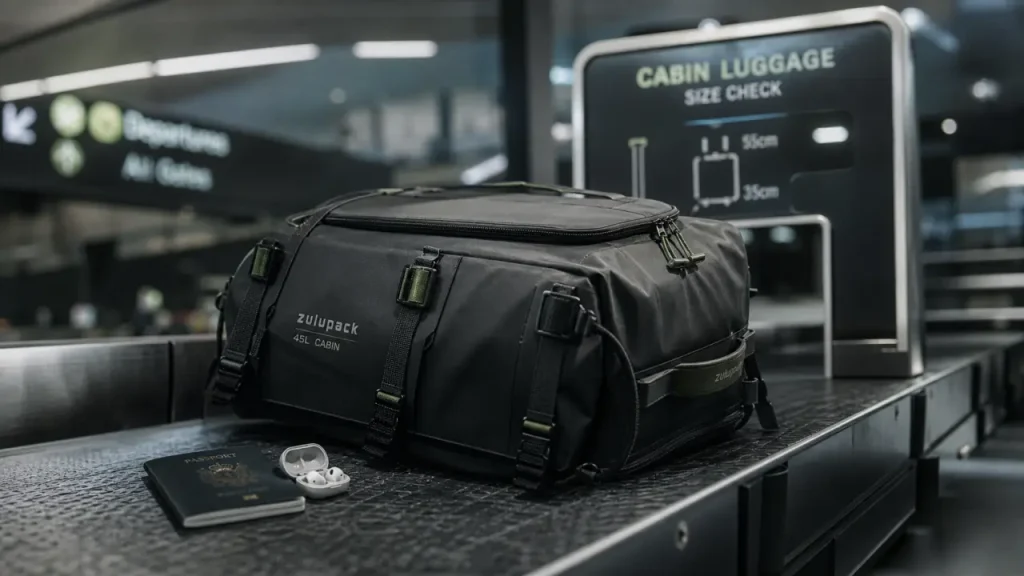 Sac cabine avion Zulupack : 45L, 55 x 35 x 25 cm et réduction de volume de 20%