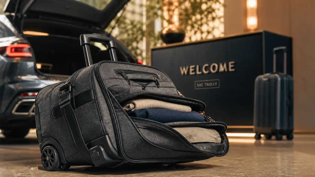 Sacs a roulettes de voyage pour cabine, sport ou long séjour, sac trolley gris anthracite à roulettes