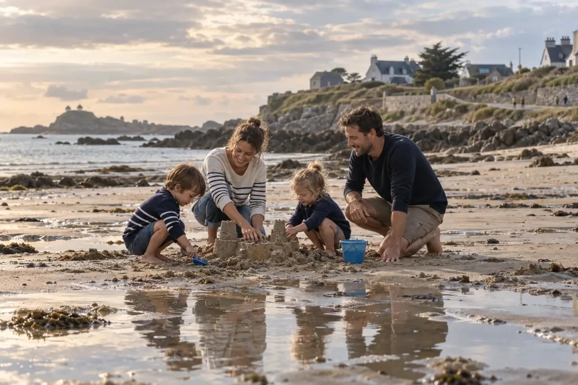 Destination idéale vacances en famille en France sur une plage bretonne