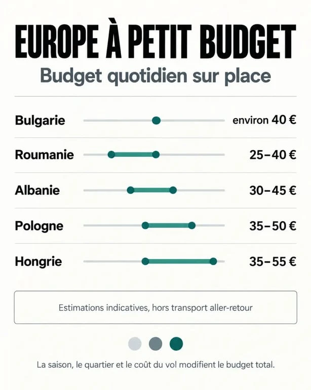 Infographie des budgets quotidiens pour une destination Europe pas cher