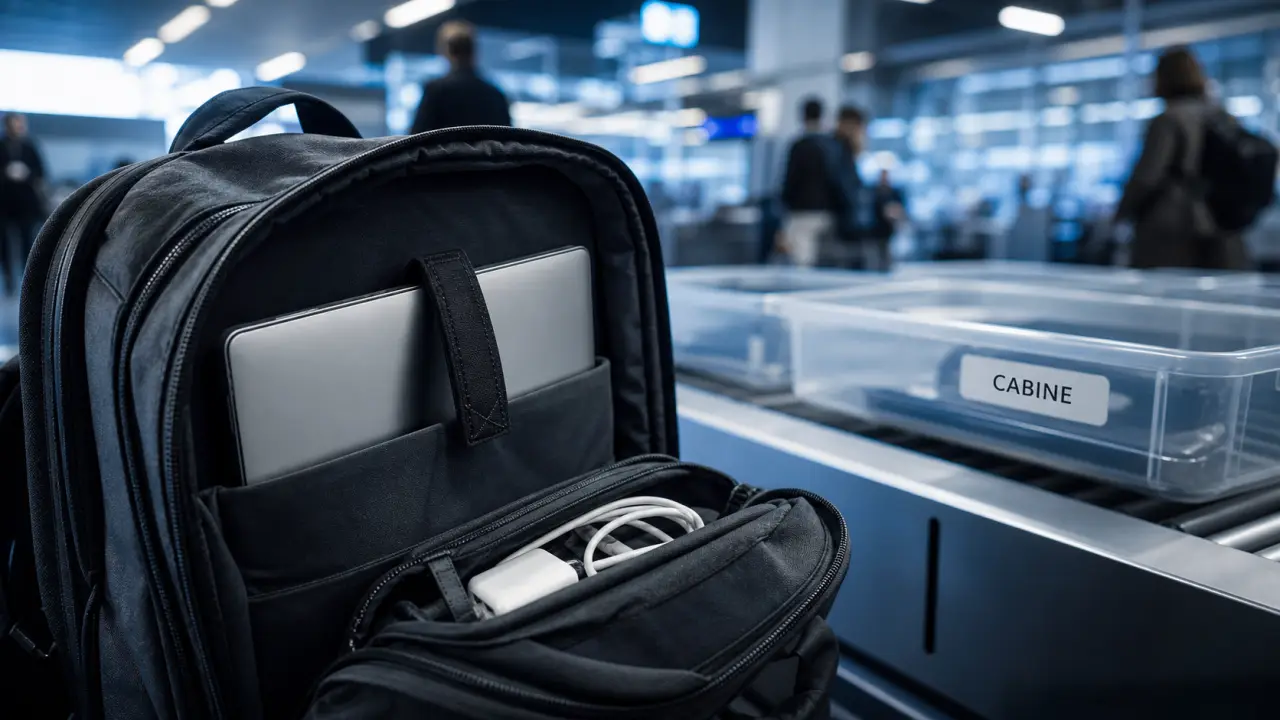 Ordinateur portable dans avion en cabine, sécurité et batterie lithium