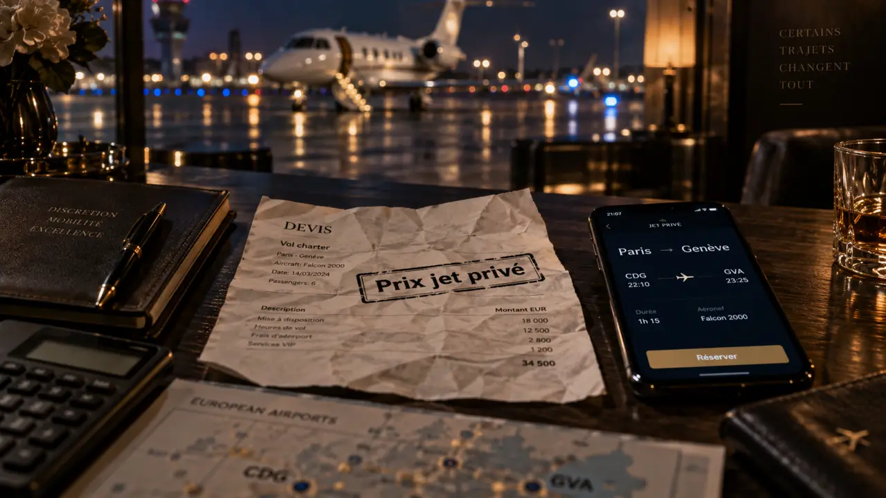 Prix vol jet prive : devis pour un vol en jet privé Paris–Genève