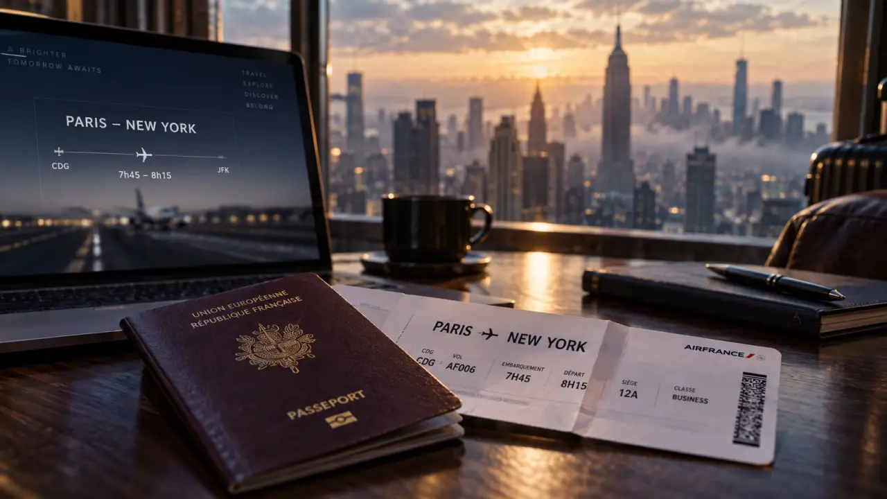 Temps de vol Paris New York : 8h à l’aller, carte d’embarquement et passeport