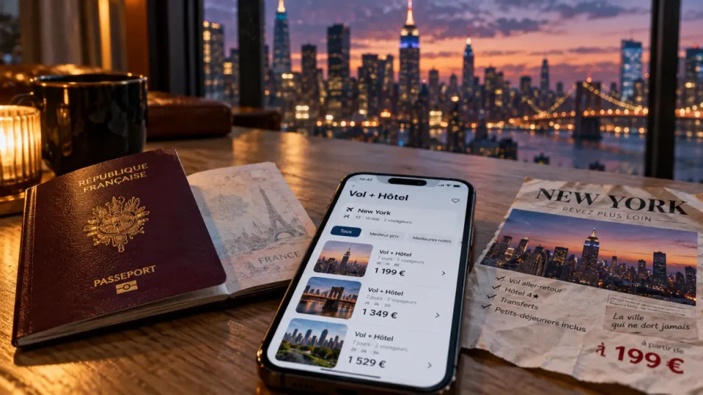 Billet avion hotel new york : coût total, trajets et conditions
