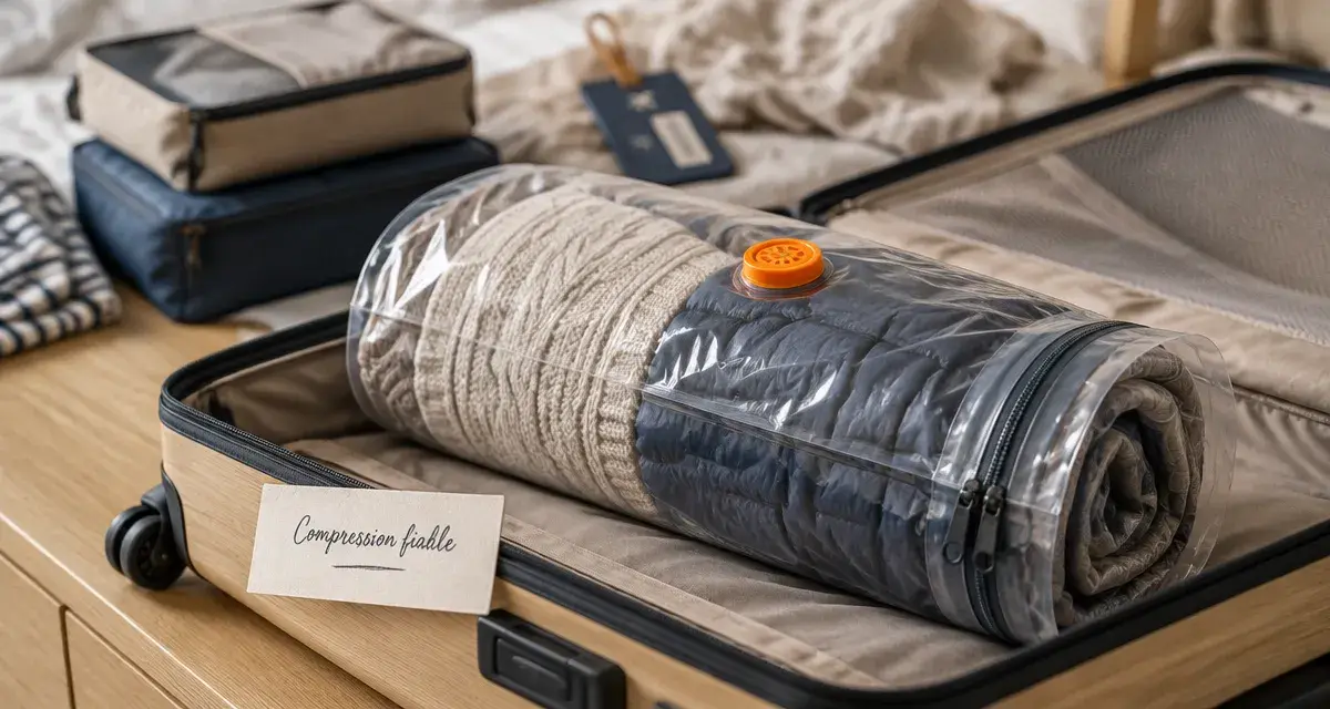 Meilleur sac de compression voyage : valise cabine et vêtements comprimés