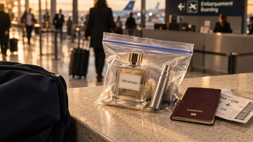Parfum en bagage cabine : 100 ml maximum, quelle que soit la quantité restante